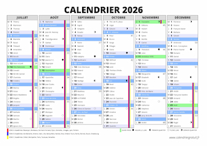 2ème semestre 2026 à imprimer avec vacances scolaires