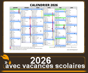 1er semestre 2026 à imprimer avec vacances scolaires