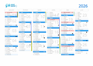 1er semestre 2026 avec vacances scolaires à imprimer.