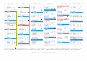 2ème semestre 2026 avec vacances scolaires à imprimer.