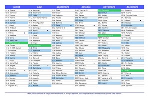 Calendrier : 2ème semestre 2025 à imprimer avec jours fériés.