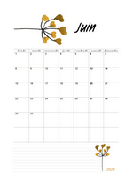 Calendrier juin 2020 à imprimer : un des modèles de calendrier en PDF