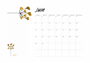Calendrier avec design floral brun !