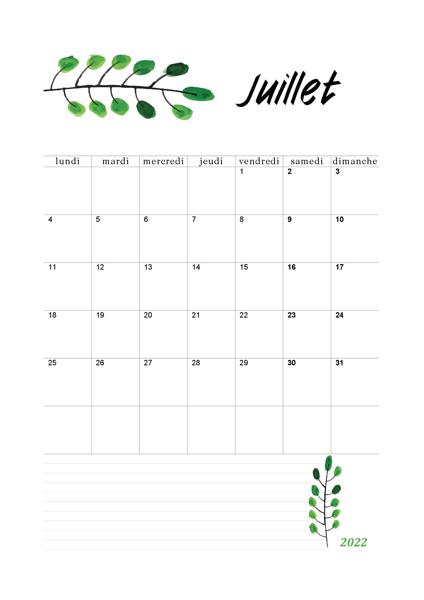 Calendrier Juillet Mensuel 2022 The Imprimer Calendrier Images