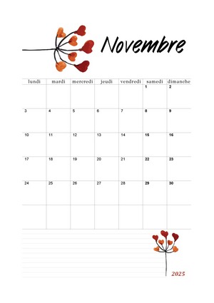 CALENDRIER NOVEMBRE 2025