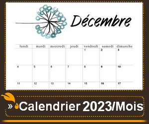 Calendrier du mois de décembre 2023 à imprimer