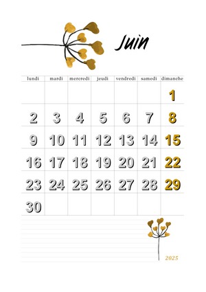 3. calendrier de juin 2025 à imprimer (format portrait).