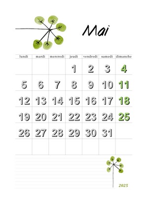 3. calendrier de mai 2025 à imprimer (format portrait).