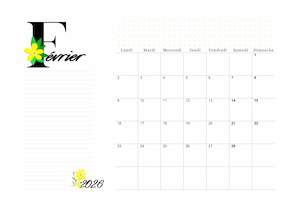Calendrier avec lettre florale jaune !