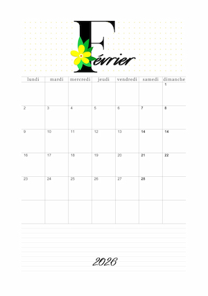 Calendrier vierge avec un lettrage florale jaune !