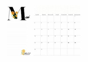 calendrier du mois de mai 2022