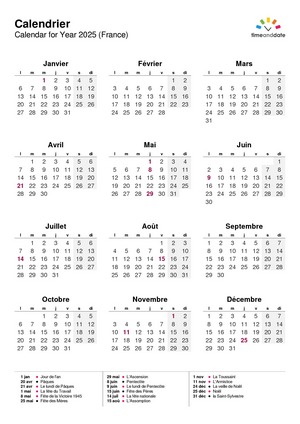 Calendrier annuel du 1er et 2ème semestre 2025 à imprimer en mode portrait