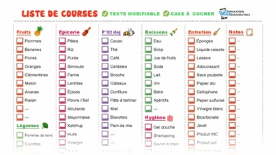 liste de courses modifiable