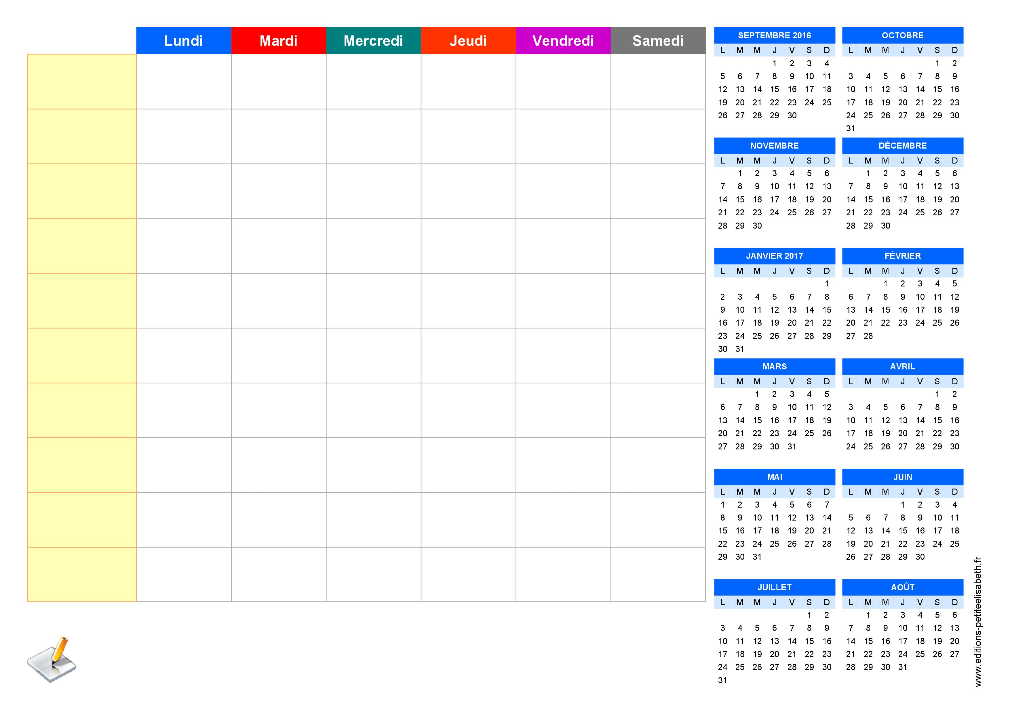 Imprimez Semainier Planning De Semaine Agenda Imprimable Gratuitement