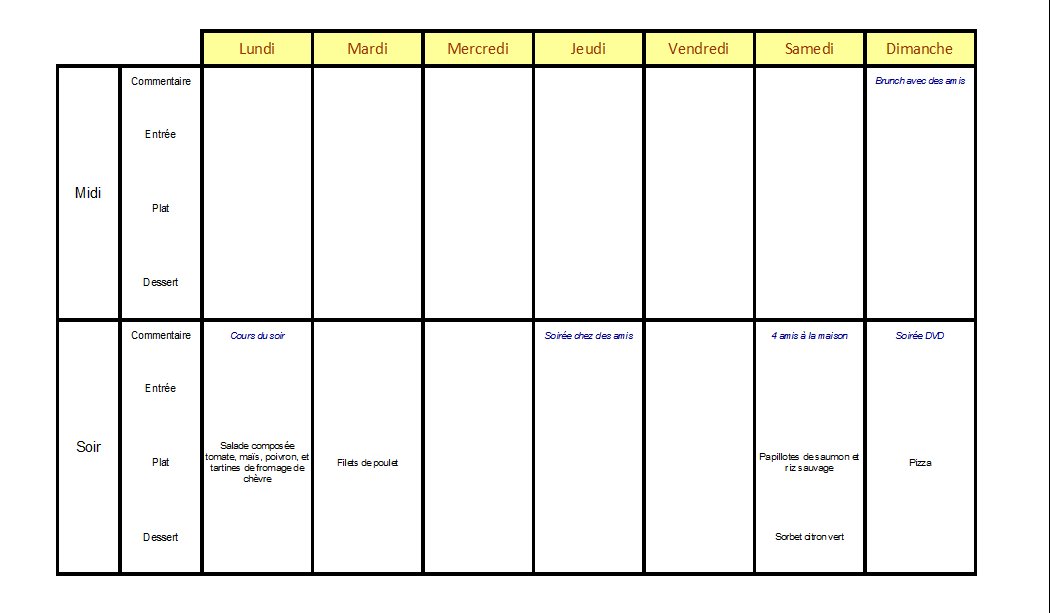 modele planning excel semaine