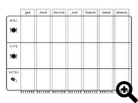 Tableau de planification des repas de la semaine à imprimer en noir et blanc.