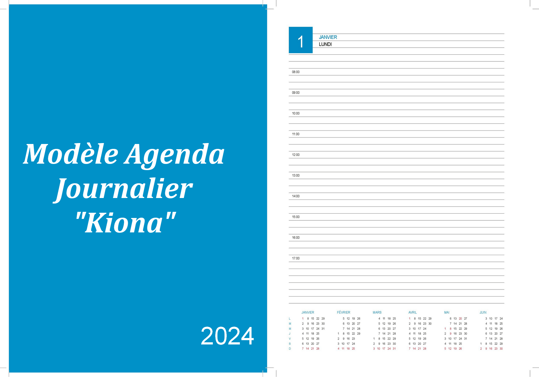 Imprimez votre agenda 2023 2024 hebdomadaire - Horizontal