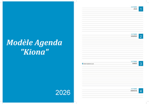 Kiona PDF gratuit - Agenda de octobre 2026 à imprimer.
