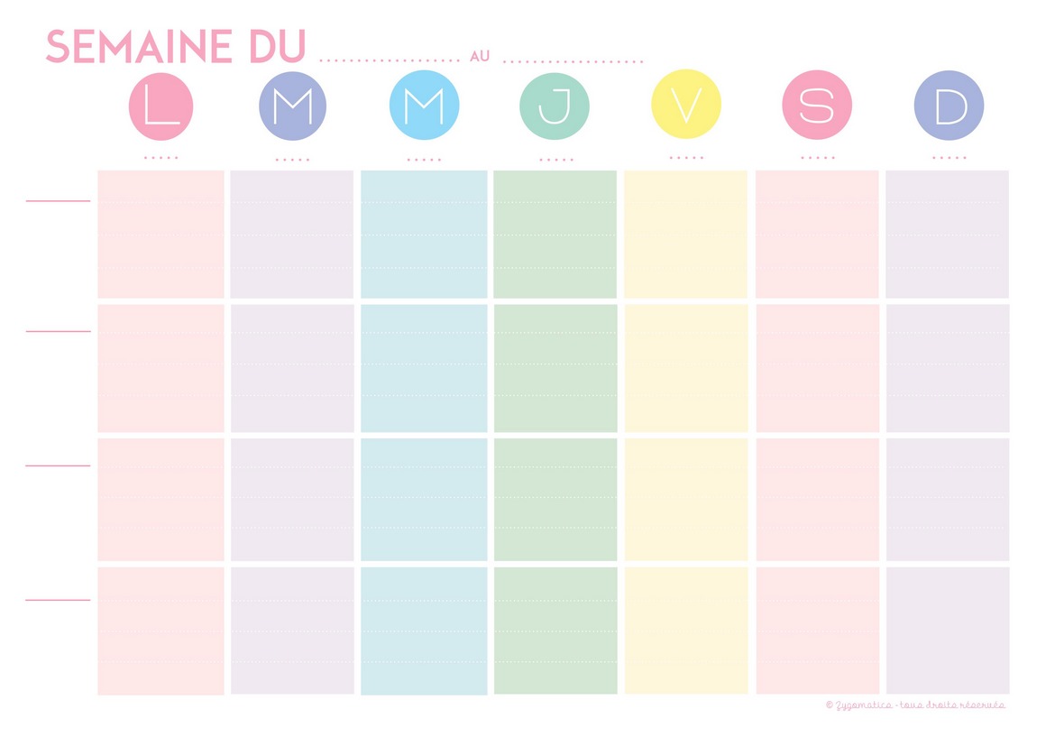 Semainier Planning Semaine PDF Agenda Hebdomadaire Imprimer